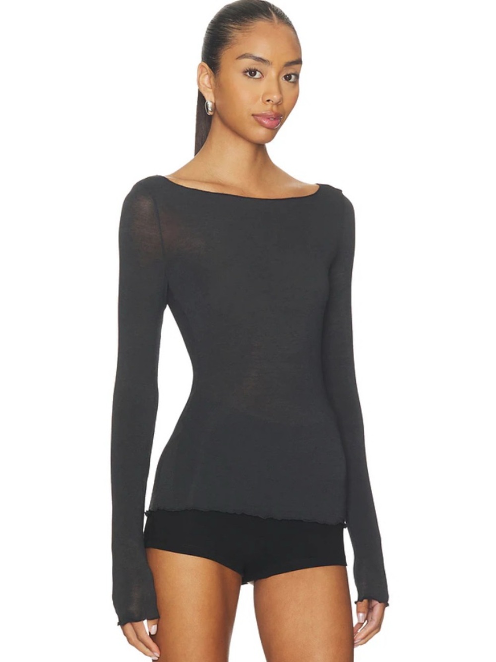 SKIMS Sheer Modal Long Sleeve T-Shirt XS - Picture 5 of 11